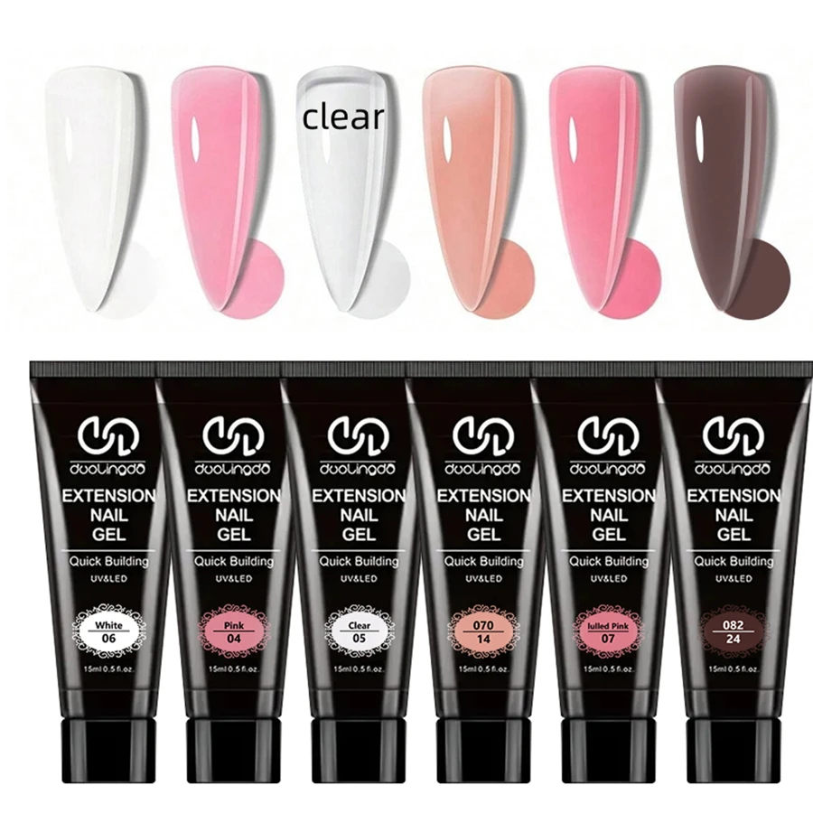 Ensemble d'ongles en Gel d'extension Poly 6 couleurs, ensemble de Gel pour ongles en Poly à paillettes, rose gelée, nu, rose, violet, marron, pour automne et hiver, lots en vrac