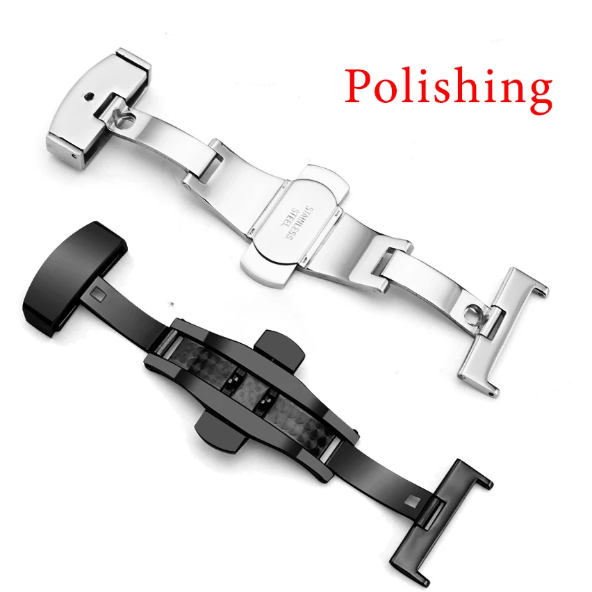 Butterfly Buckle Polishing Matte Stainless Steel Button Automatic Clasp 16mm 18mm 20mm 22mm Watch Band Accessories 10/12/14mm