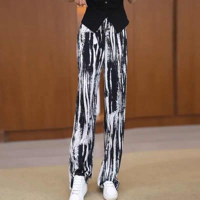 Womens Square Neck Short Sleeve Button Front Solid Top Abstract Brush Print Wide Leg Cropped Pants Two Piece Outfit Set