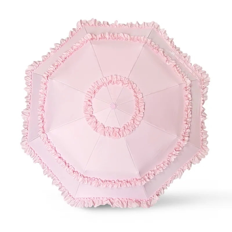 Vintage Lace Umbrella Foldable Travel Umbrella Elegant Pink Lolita Umbrella for Shooting Props, Wedding, Tea Party view 3