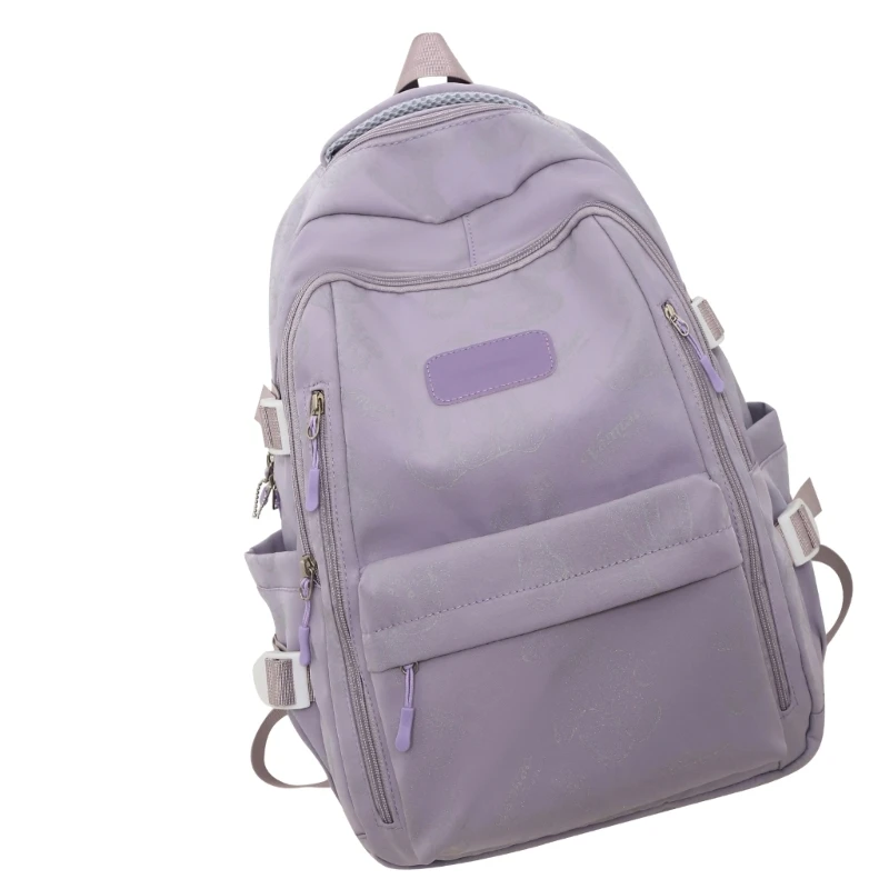 Mochila nailon para estudiantes, bolso escolar con estampado oso bonito, estético, capacidad, envío directo