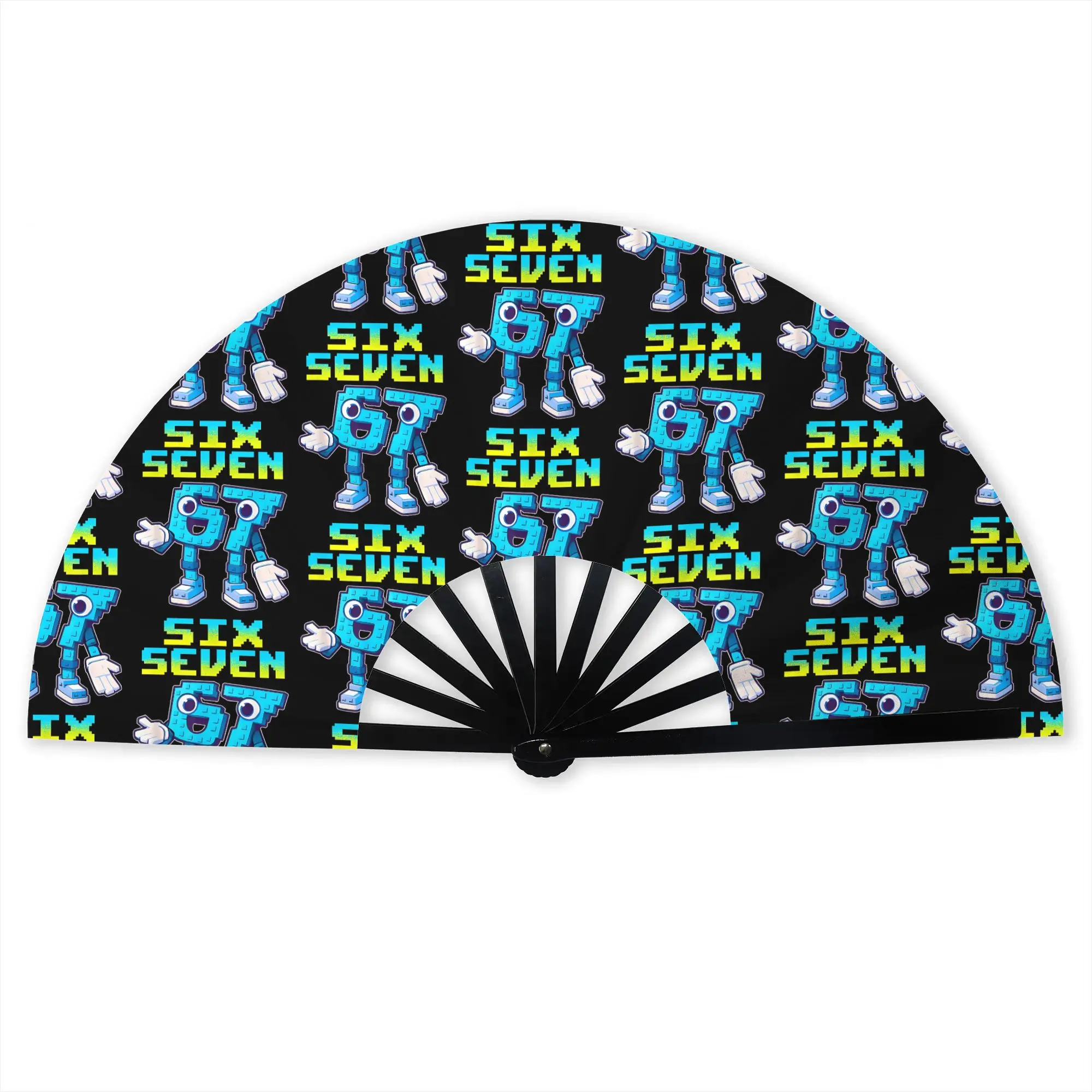 Six Seven 67 Traditional Folding Fan Style Funny Italian Brainrot High-Quality Polyester Fans Gift Elegant Decorative Hand Fan
