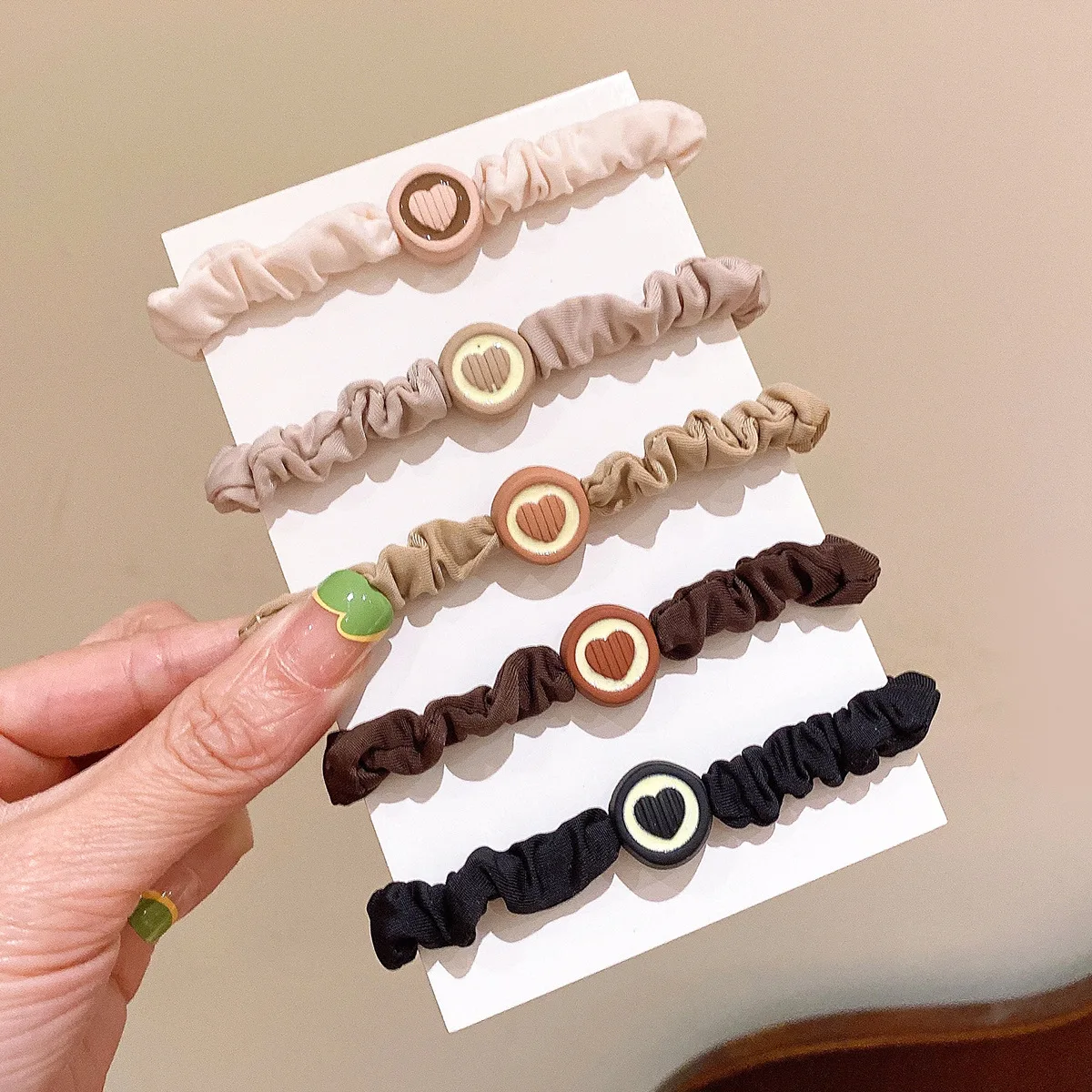 الحب القلب مطاطا هيرباند للفتيات ، رباط شعر التعادل للنساء ، Scrunchies المطاط ، لطيف طفل اكسسوارات للشعر ، حبل الشعر مطرز ، 5 قطعة