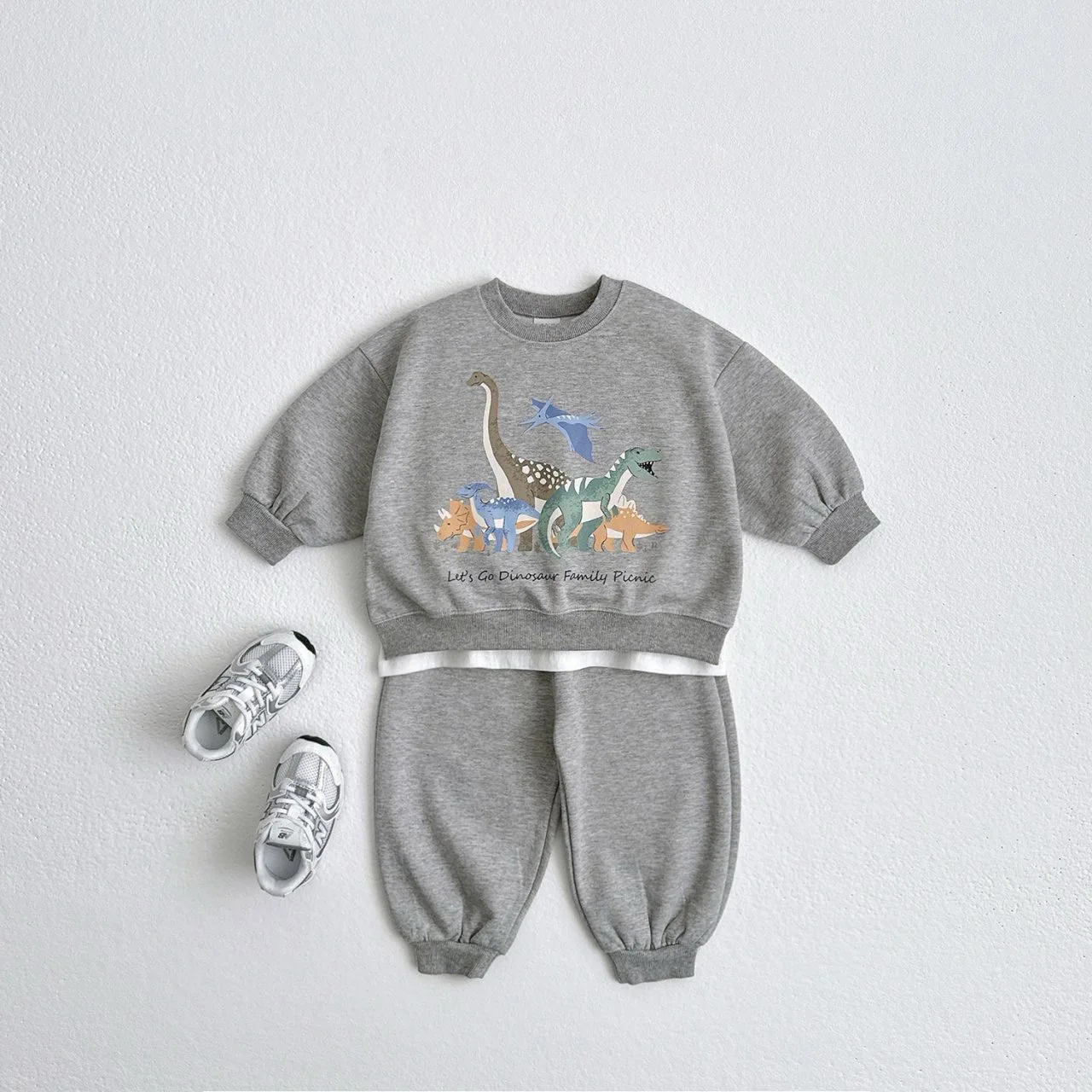 2024 Autumn New Baby Long Sleeve Clothes Set Infant Boy Cute Dinosaur Print Sweatshirt + Pants 2pcs Suit Toddler Girl Outfits