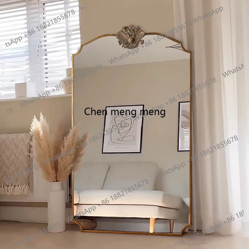 E153 American floor-to-ceiling full-body fitting mirror wall-mounted wall-mounted medieval decorative carved retro full-length m