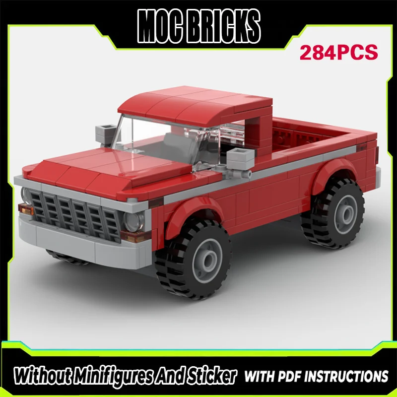 

City Car Model MOC Building Bricks F-150 Red Freight Pickup Truck Modular Technology Gifts Holiday Assemble Children Toys Suit