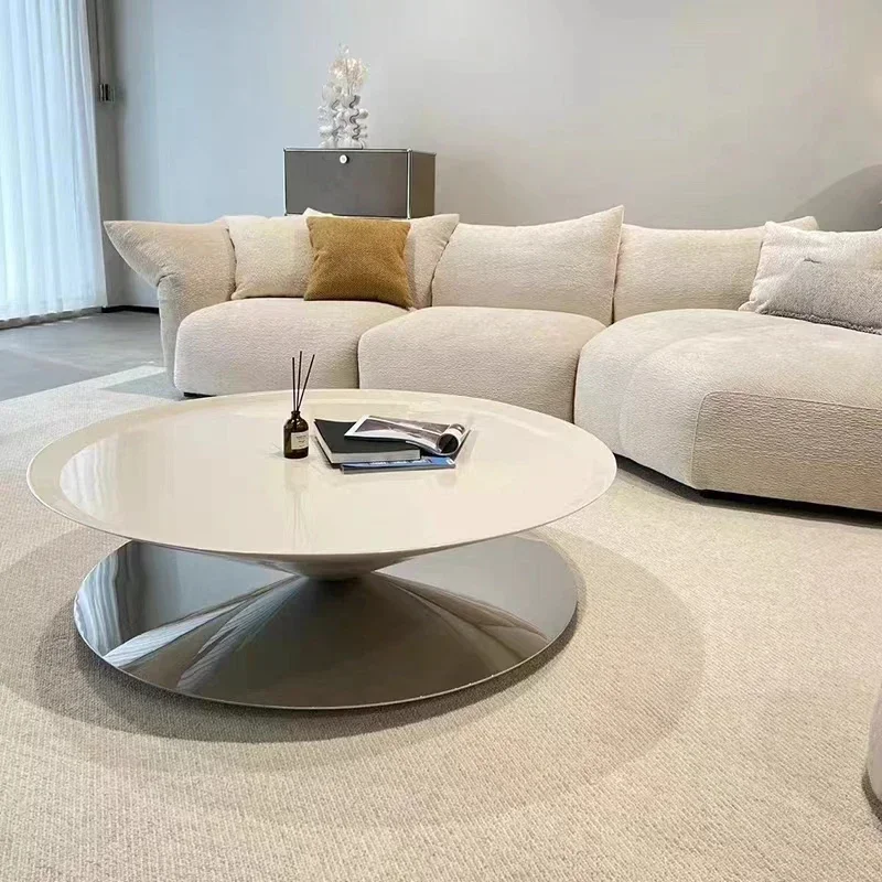 Steel cone reflection mirror coffee household living room coffee table tea table hourglass edge