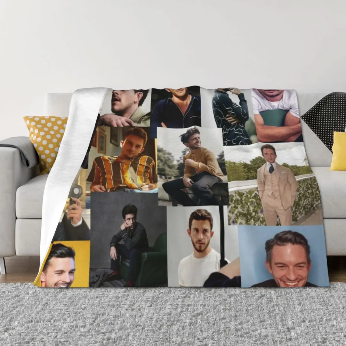 

Jonathan Bailey pic collage Throw Blanket Luxury St funny gift Soft Plush Plaid blankets and throws Blankets