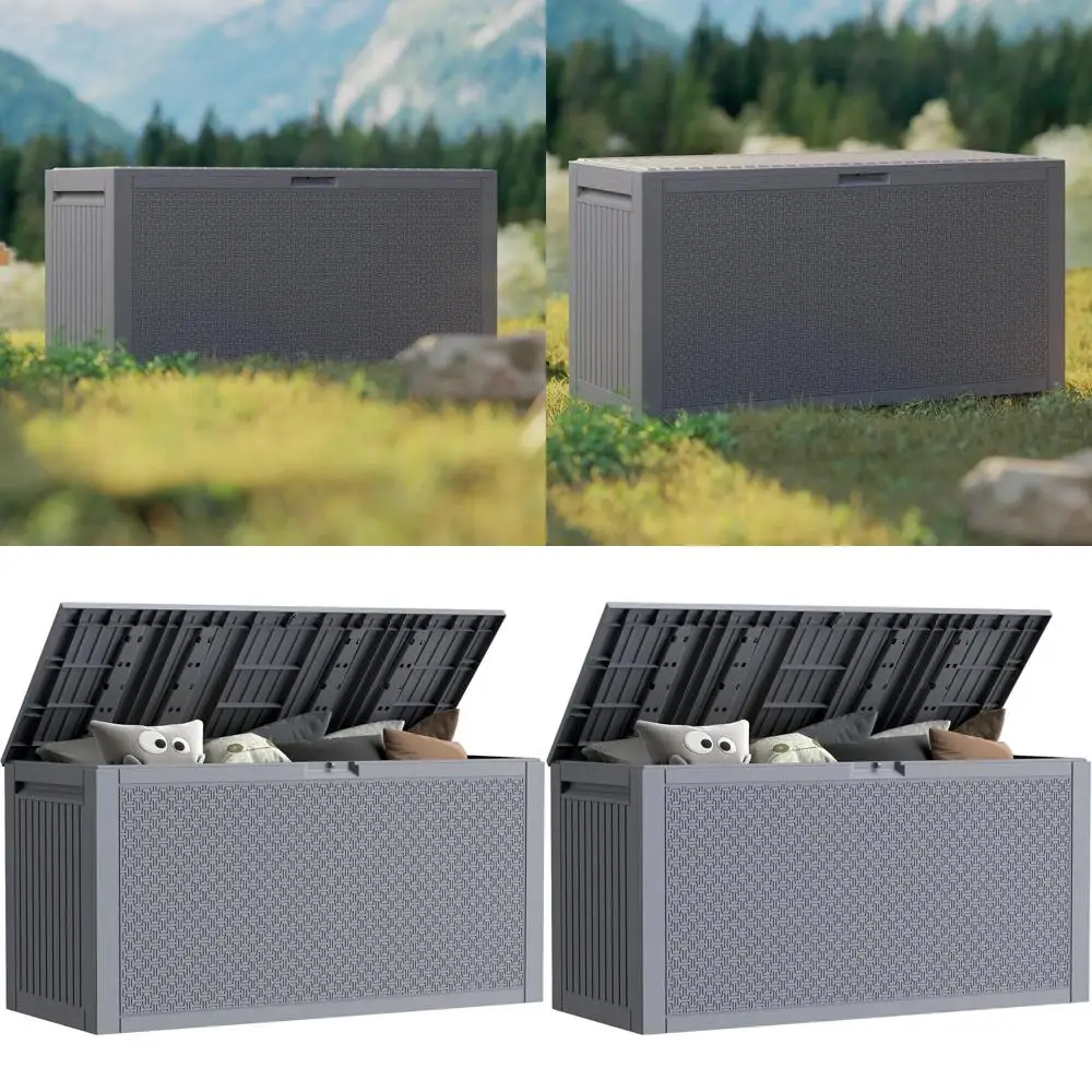 

Водонепроницаемый уличный контейнер для хранения объемом 90 галлонов с замком, для подушек для патио и садовых шлангов, серый