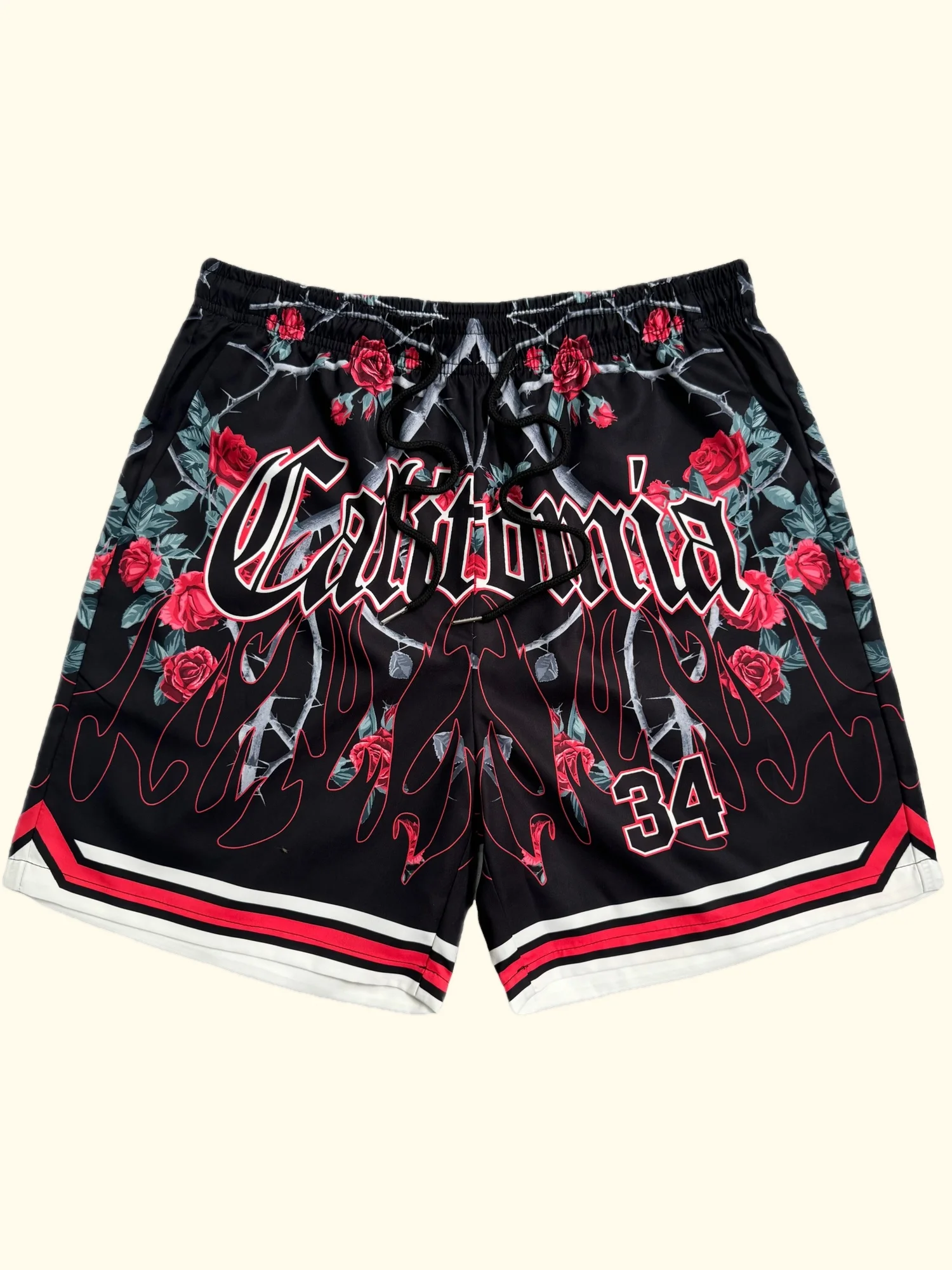 

3D rose pattern printed casual, fashionable soft comfortable and breathable men's shorts are selling well in the summer of 2025
