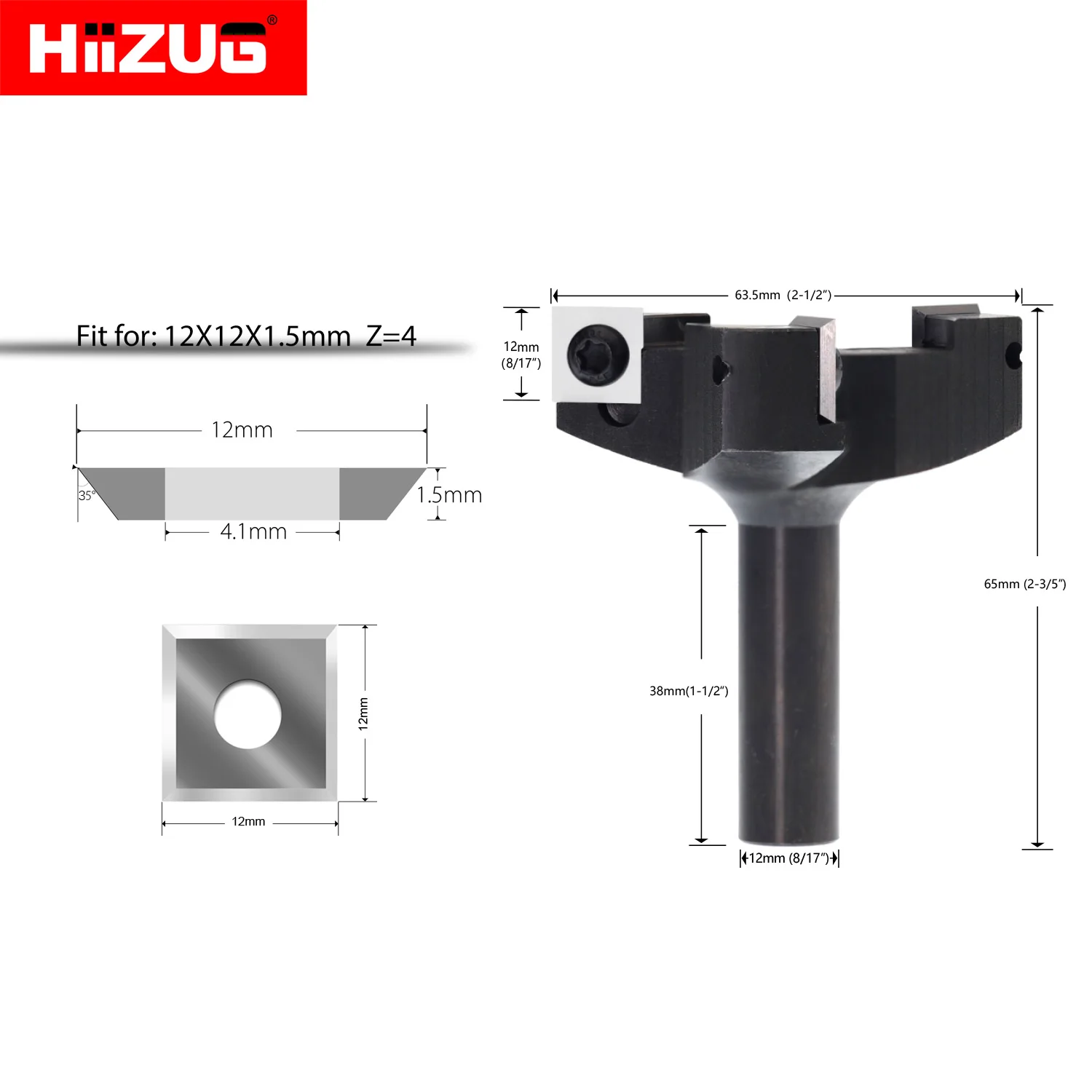 12mm CNC Wood Planer Bit Spoilboard Surfacing Router Bit Cutting Dia 63.5mm 3 Carbide Insert Milling Cutter Woodworking Tools