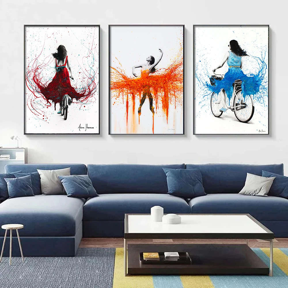 Graffiti Dress Girl Poster Modern Minimalist Wall Art Canvas Painting Abstract Color Beauty Pictures for Room Home Decor Cuadros