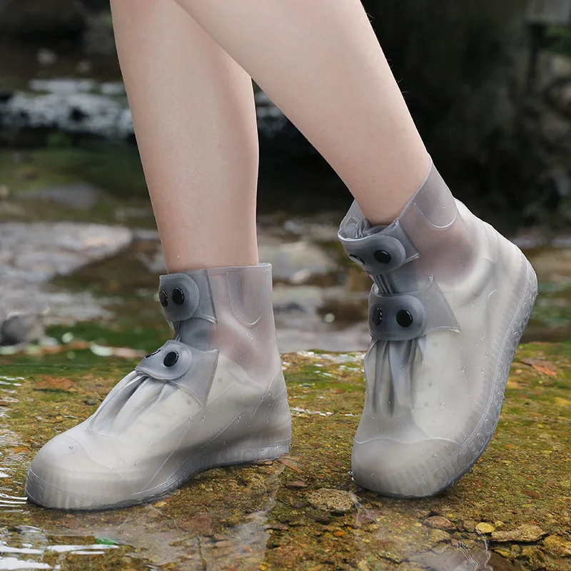 Botas de lluvia para hombre y mujer, zapatos transparentes de alta calidad, impermeables, antideslizantes, reflectantes, Unisex