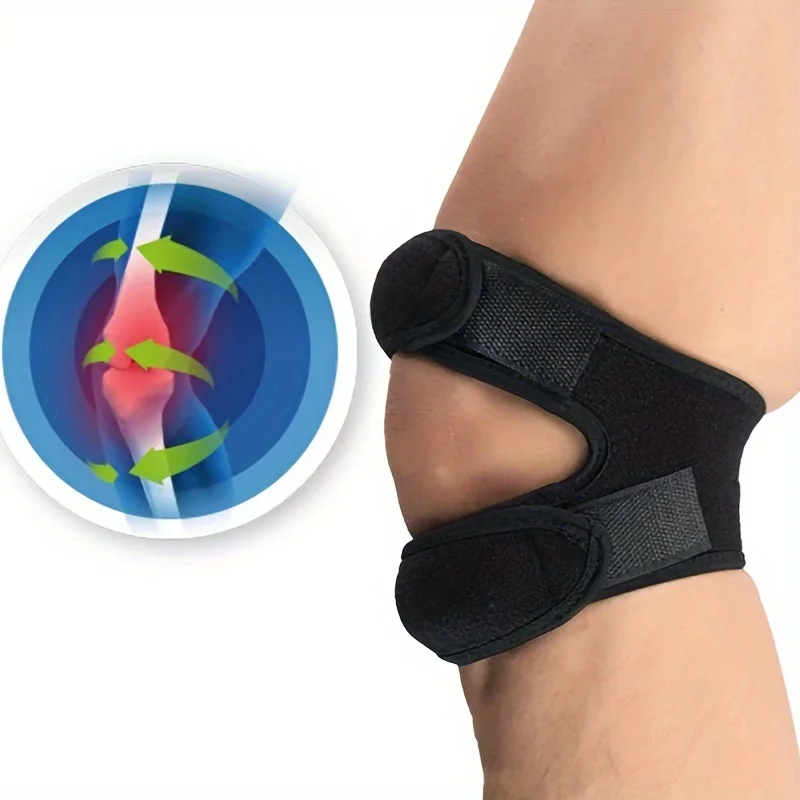 Black Tech Double Patella Knee Braces! Adjustable, stable, unisex. Ideal for basketball & cycling.Top sports protection!