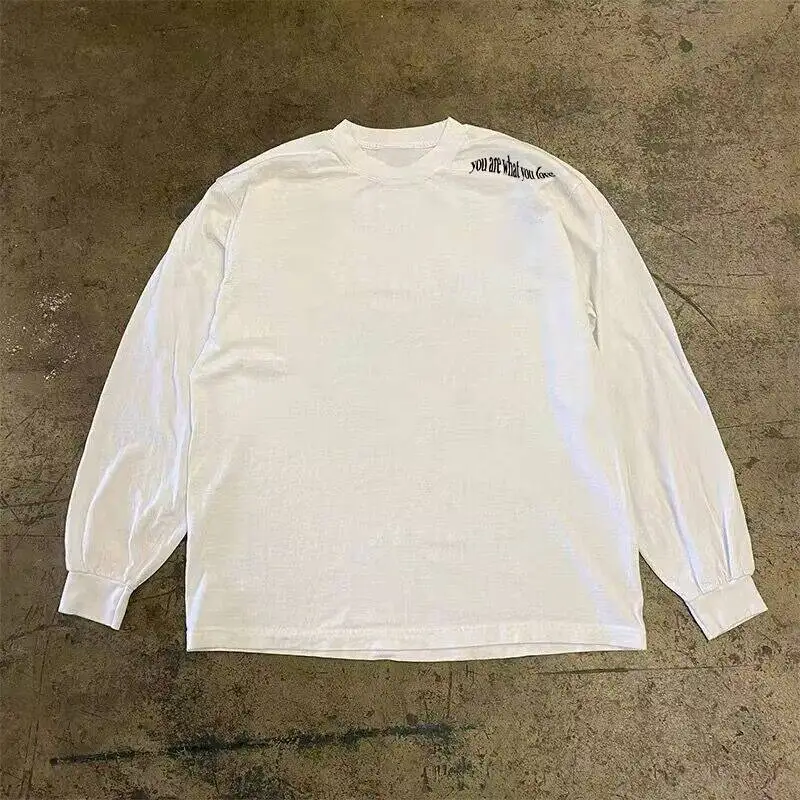 Charity Money Making Heavyweight Long Sleeve T-Shirt Men's Women's Spring Autumn Versatile Retro Design Cotton round Neck