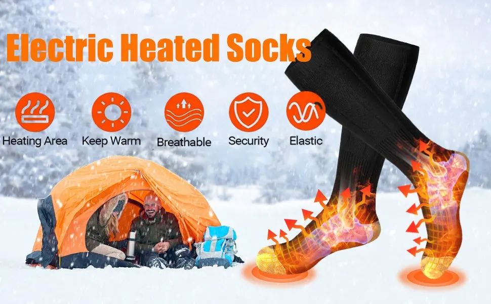 Chaussettes chauffantes rechargeables noires vue 1