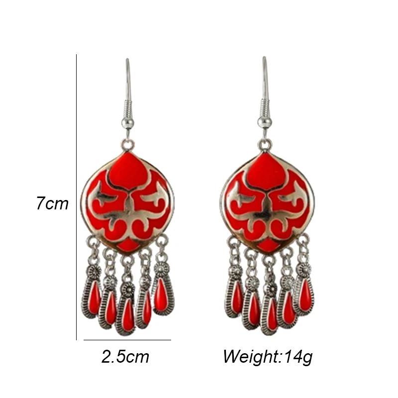 Neue ethnische Feuer Totem Ohrringe für Frauen kreatives Design kurzen Stil Emaille Vintage Wasser tropfen Ohrringe Party täglichen Schmuck – Detail 1