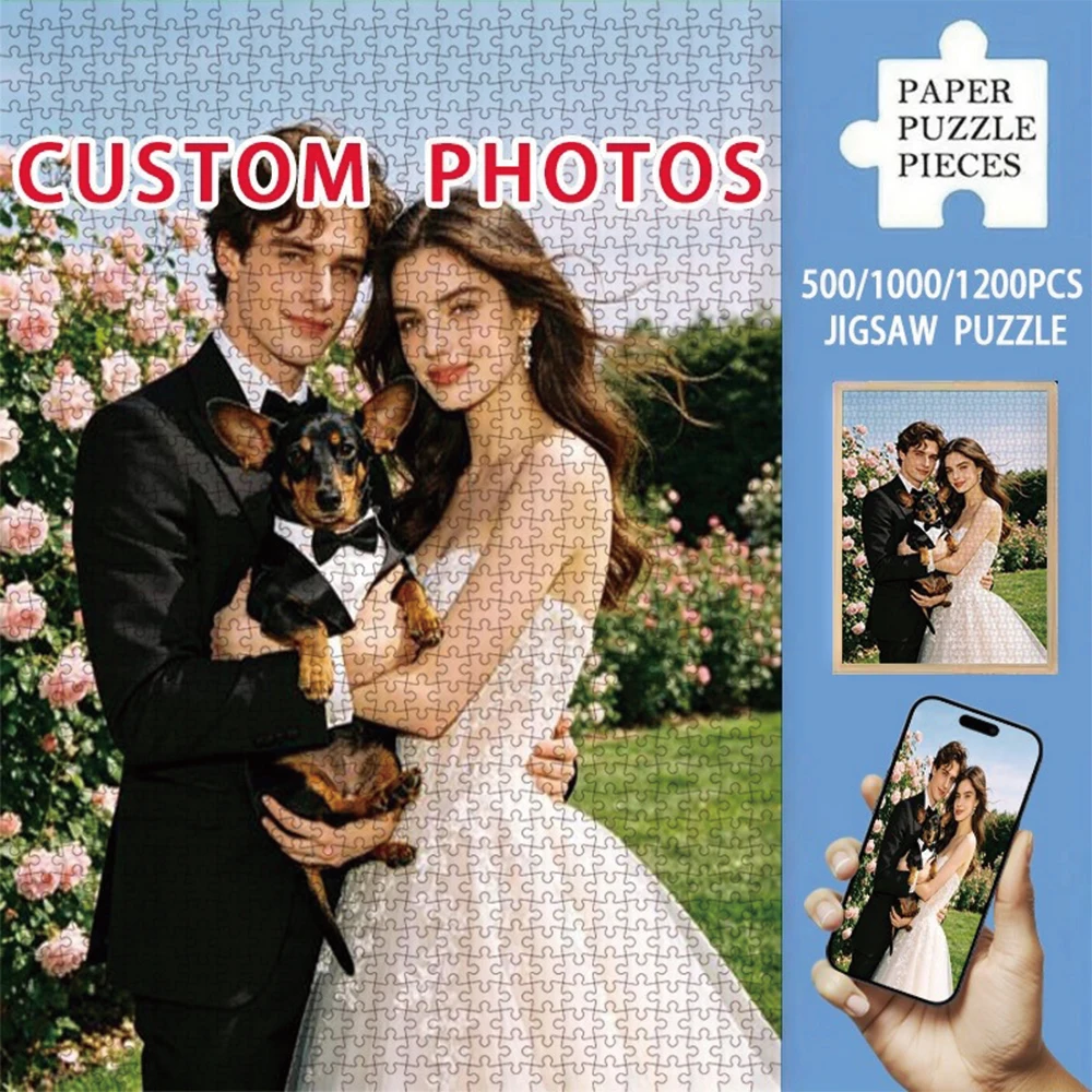 35/300/500/1074pcs Personalized Custom Photo Puzzle Pet Photos Colorful Photo Puzzle Decorative Memory