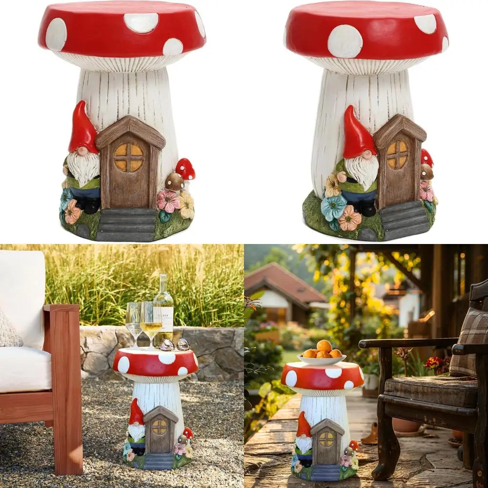 

17-дюймовая садовая статуя грибного домика, приставной столик для балкона, подставка для растений, большое украшение, идеальный подарок для сада