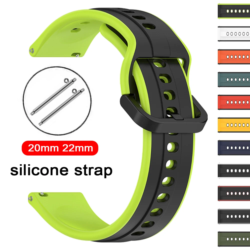 Cinturino sportivo in silicone da 20mm 22mm per Samsung Galaxy Watch 4/6 Classic 7 6 5 4 44mm 40mm 5pro Sostituisci il braccialetto per HUAWEI WATCH5 4