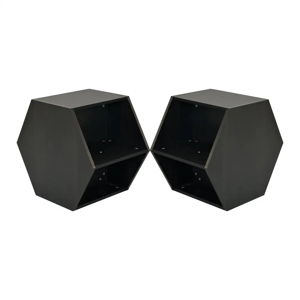 Set tavolino esagonale 2 pezzi Birmano Sumac Tavolino moderno geometrico Comodino con ripiano portaoggetti
