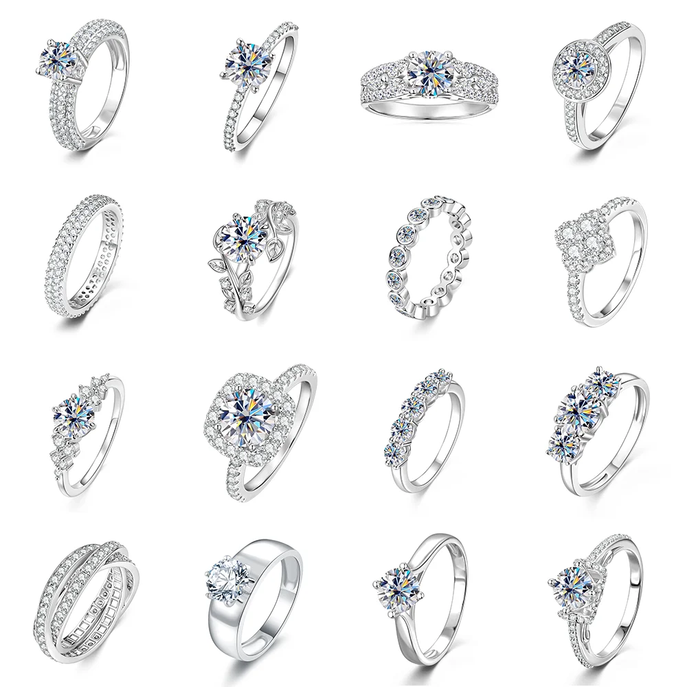 2026 AINUOSHI Moissanite Rings For Women Original Engagement Anniversary Eternity Wedding Classic Ring Jewelry Gift Wholesale