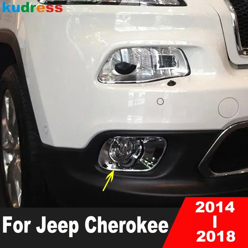 

For Jeep Cherokee 2014 2015 2016 2017 2018 Chrome Car Front Rear Fog Light Lamp Cover Trim Foglight Bezel Trims Accessories