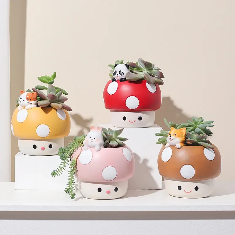 

Creative and Fun Gardening Decorations Desktop Potted Flower Pots Cute Panda Micro Landscape Resin Flower Pots