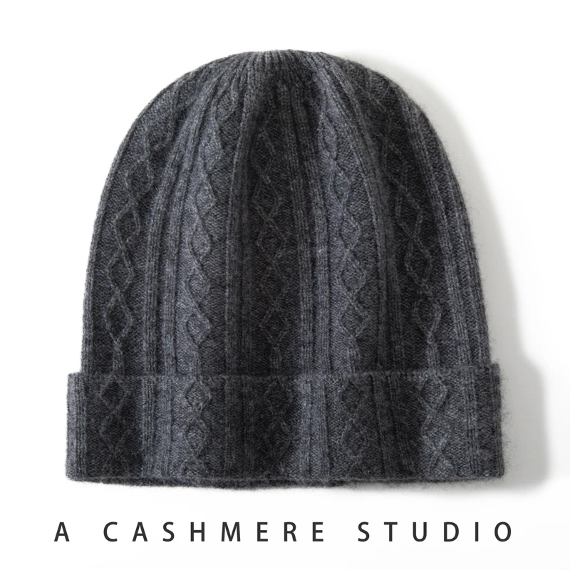 New 100% Cashmere Women's Hat For Winter 2026 Warm Soft Luxury Cashmere Beanies Bonnet Slouchy Street Y2K Skullies For Girl