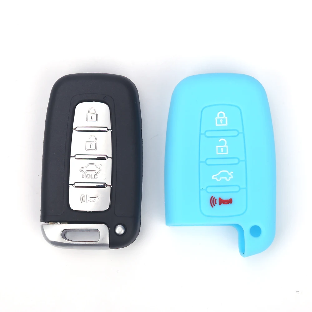 Funda de silicona para llave de 4 botones, compatible con Kia Sportage Soul Sorento Forte Rio k5 Optima Hyundai Elantra Sonata Veloster Genesis