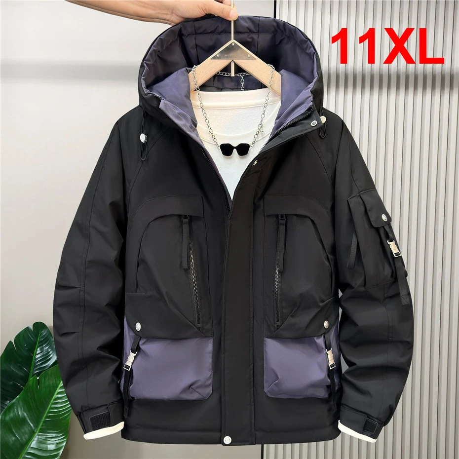 

Зимняя толстая куртка для мужчин 11XL, парки больших размеров, модное повседневное теплое пальто-карго, мужская уличная верхняя одежда, водонепроницаемые парки большого размера