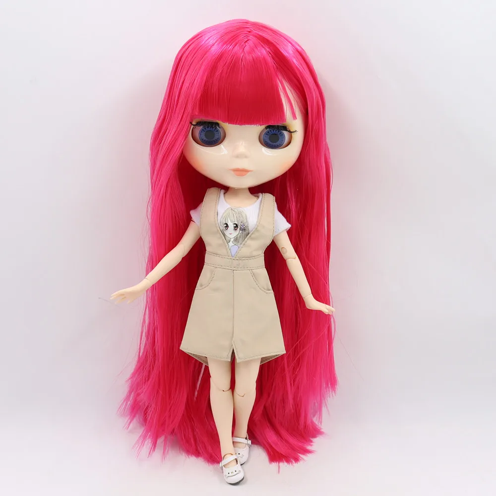 ICY DBS-Muñeca Blyth 1/6 BJD personalizada, cuerpo articulado desnudo con piel blanca, cara brillante, fondo azul, cara mate, regalo para niña, juguete