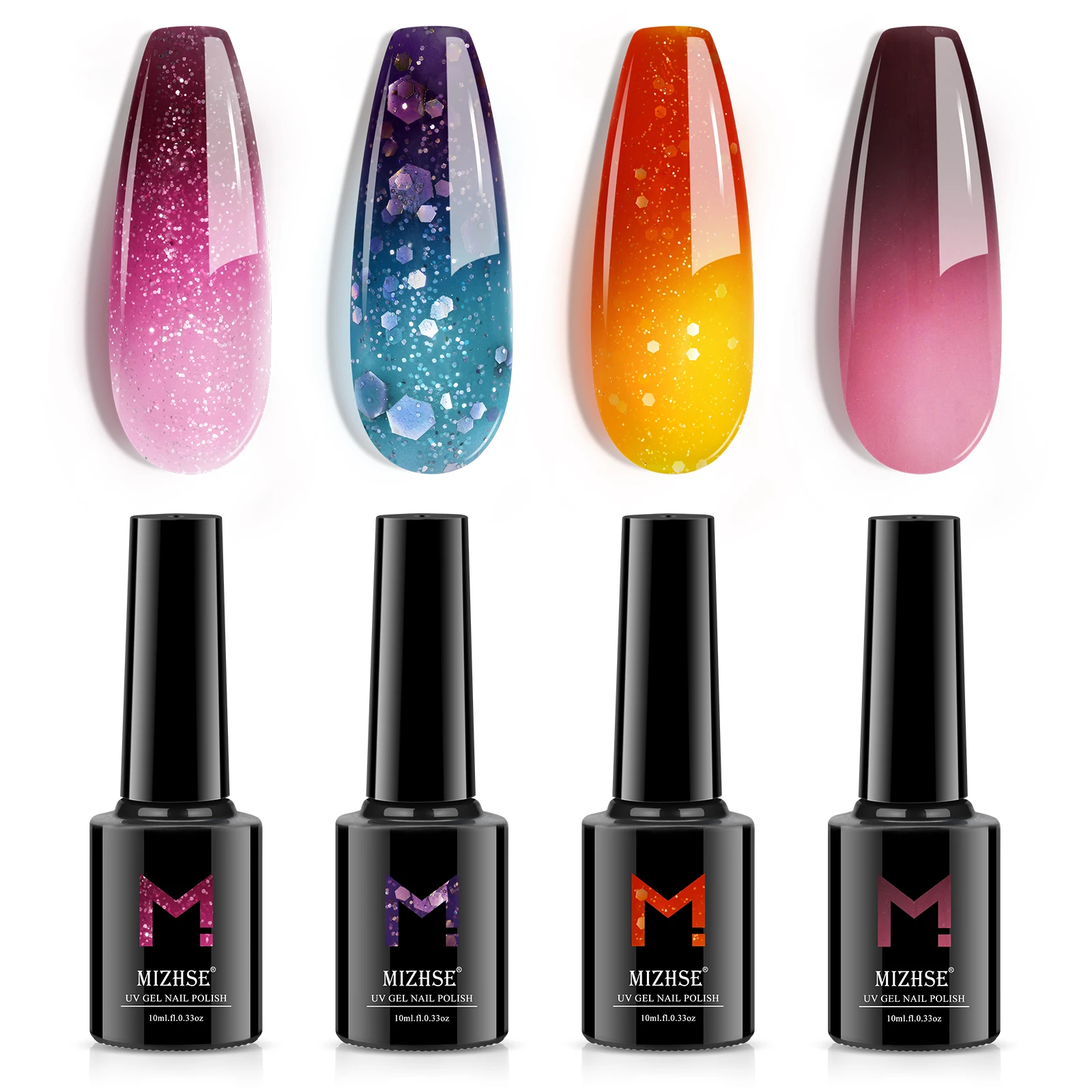 MIZHSE 10 ml stimmungsverändernder Gellack, temperaturveränderndes UV-Soak-Off-Gel für Maniküre-Nagelkunst – Blau, Orange, Rosa