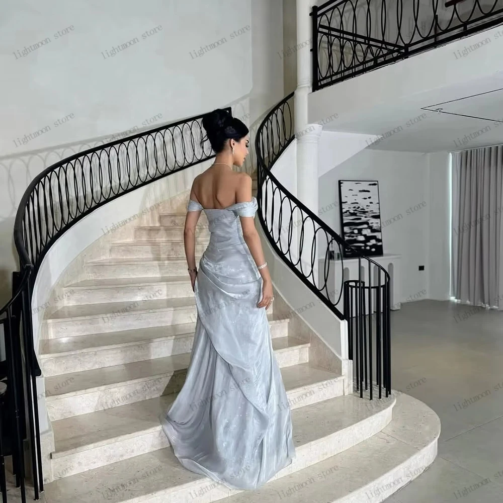 Exquisite Abendkleider, Satin-Abschlussballkleid, Spitzenapplikationen, schulterfrei, Roben für formelle Partys, Vestidos de Gala, individuell