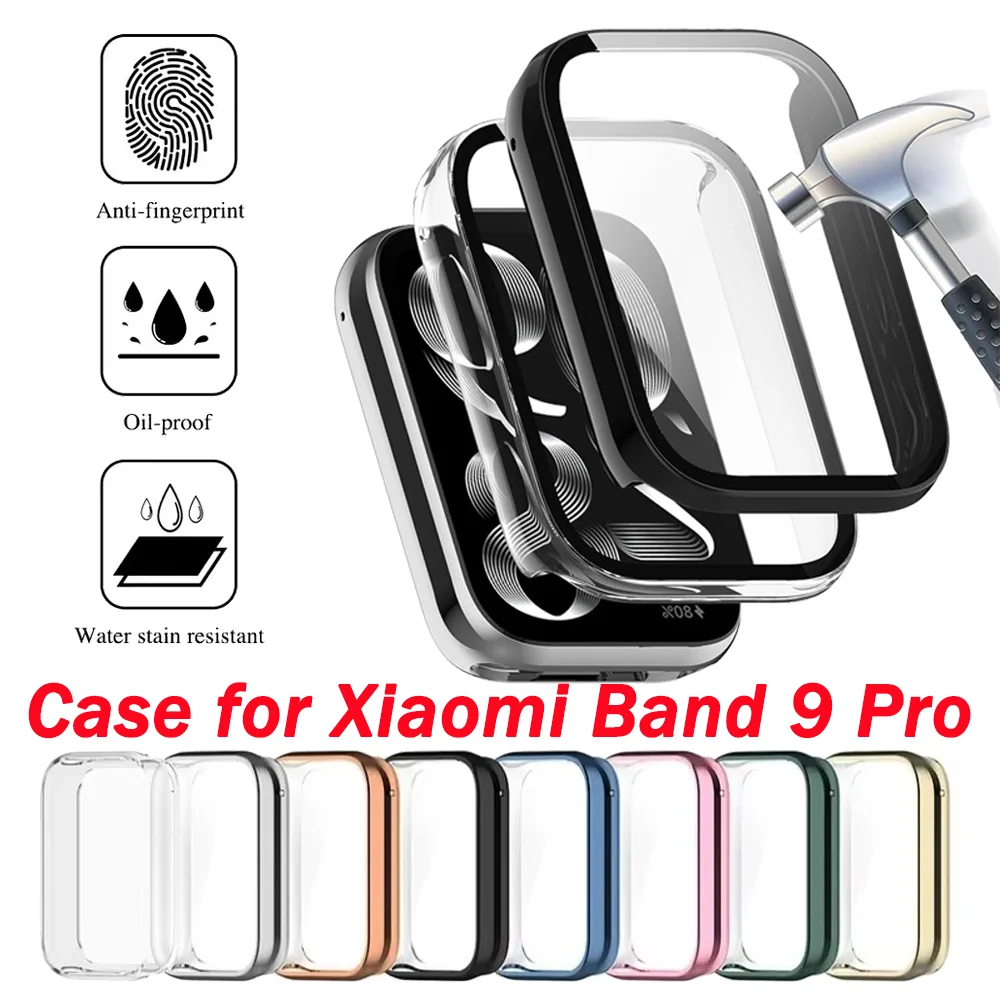 Case for Xiaomi Smart Band 9 Pro Screen Protector , PC Hard Ultra Bright Tempered Glass One Piece Full Protective Case
