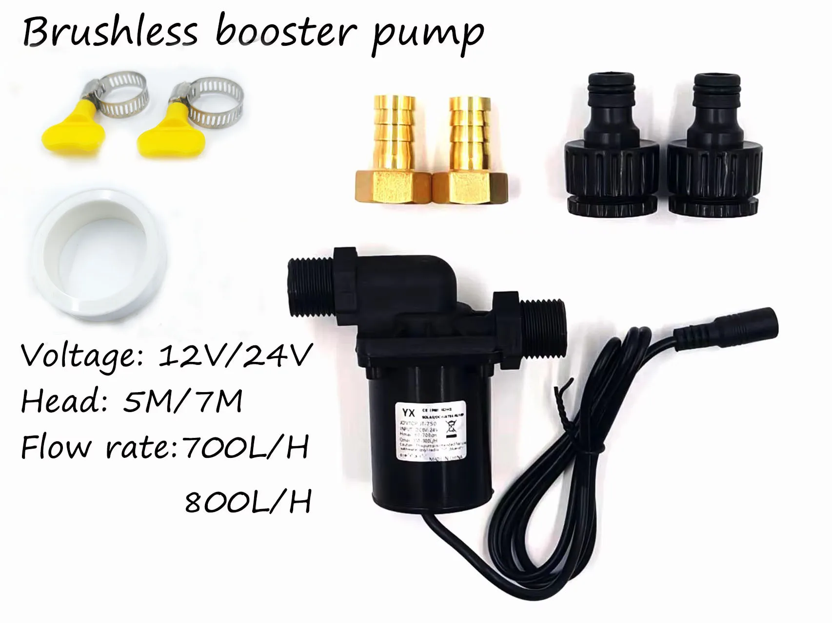 DC12v DC24V Super Quiet Brushless Motor Submersible Booster Pump Brass Platic Quick Joint Power Water Heater Pressurized Pump