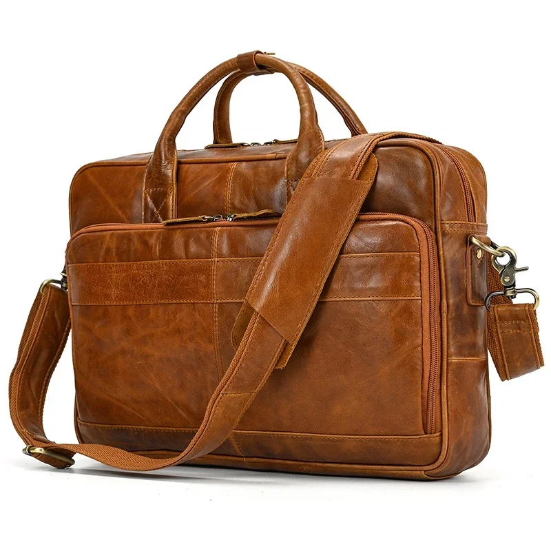 

14 Inch Laptop Bag Attache Case Satchel Office Work Bag Full Grains Italian Leather Laptop Briefcase