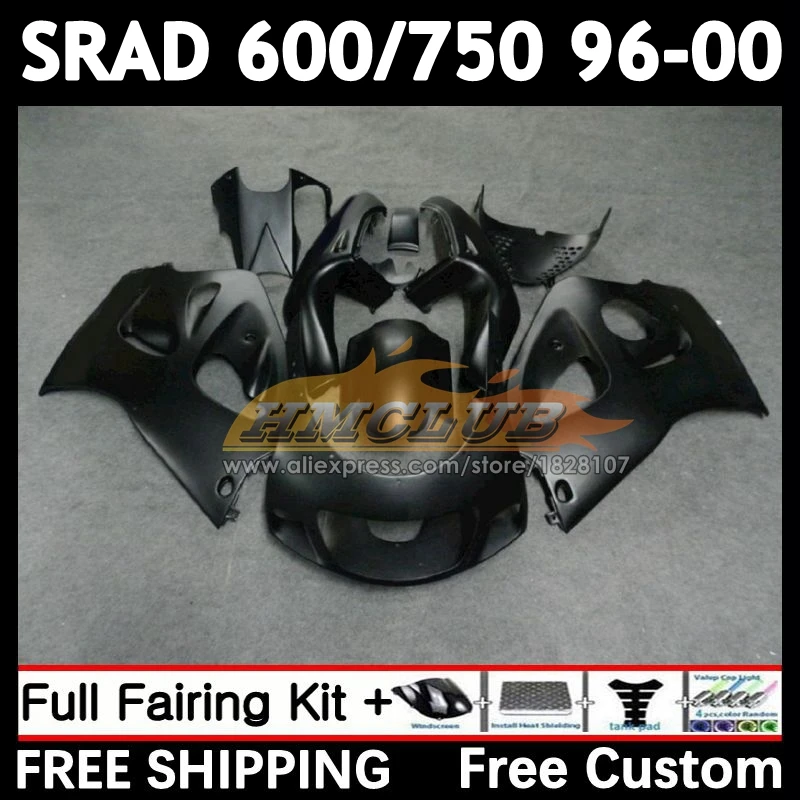 Body For SUZUKI SRAD black matte GSXR 600 750 GSXR600 1996 1997 1998 1999 2000 11No.8 GSX-R600 GSXR750 96 97 98 99 00 Fairing