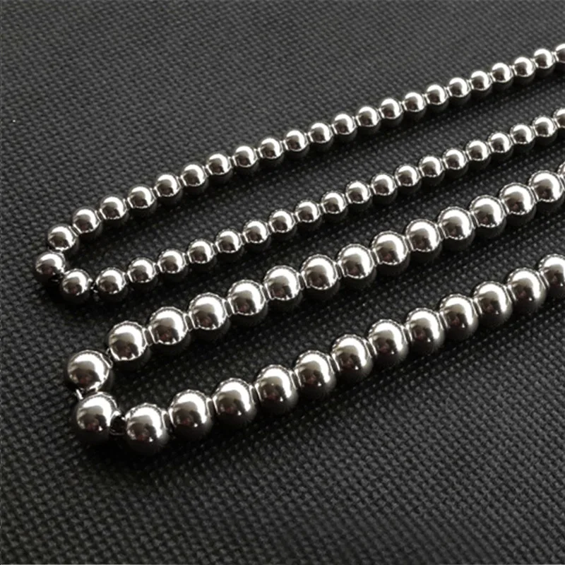 65cm Stainless Stain Self defense Bracelet Bead Necklace 6mm/8mm/10mm Outdoor EDC Tools