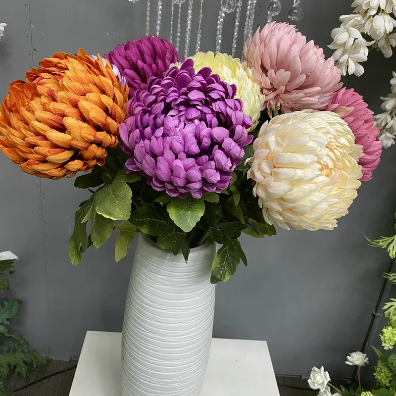Einzelner Zweig Große Chrysantheme Künstliche Gänseblümchen Seidenblumen Heimdekoration Ornamente Wohnzimmerdekoration Hochzeitsblumenarrangement – Detail 5
