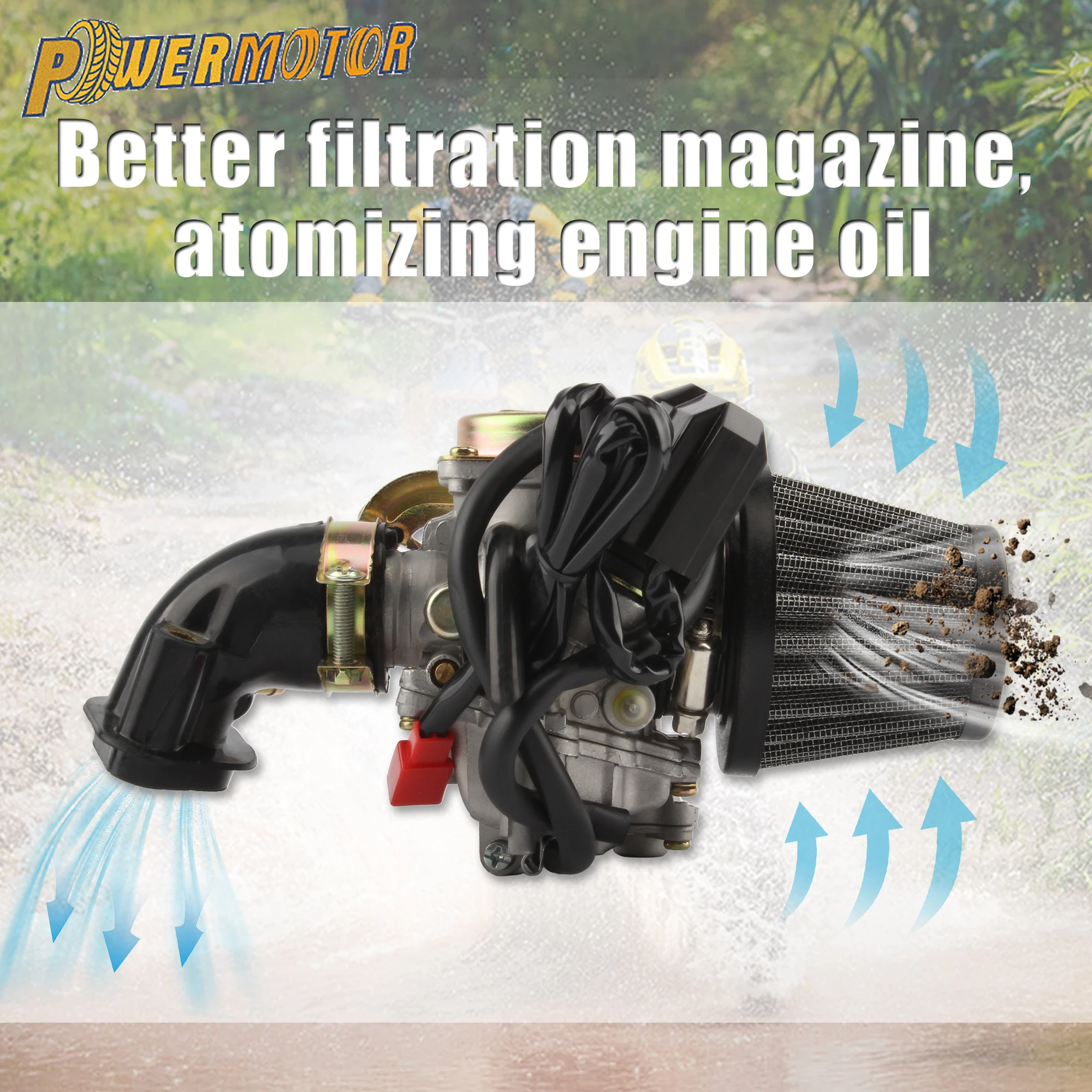 

PD18J Motorcycle 18mm Carburetor With Air Filter and Intake Pipe Kit For GY6 4T 139QMB 139QMA CVK Scooters Modified Accessories