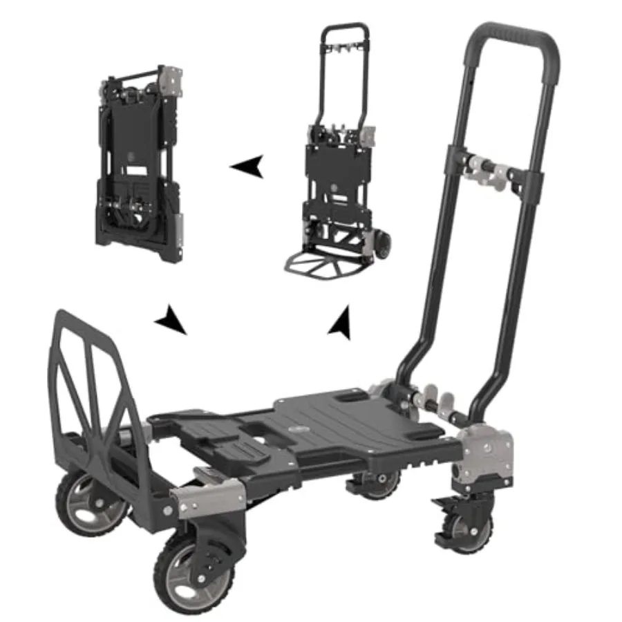 

2 in 1 Hand Folding Dolly Truck with Wheels MAX Load Capacity 330 LBS 220 LBS Folding Hand Truck Dolly Cart