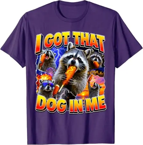 Ich habe diesen Hund in mir, ein Waschbär frisst einen Corn Dog, Bootleg, Vaterwitz, T-Shirt, Y2k, Food Art, Hotdog-Liebhaber, Grafikbekleidung, Damen, Herren, Neuheit – Detail 16