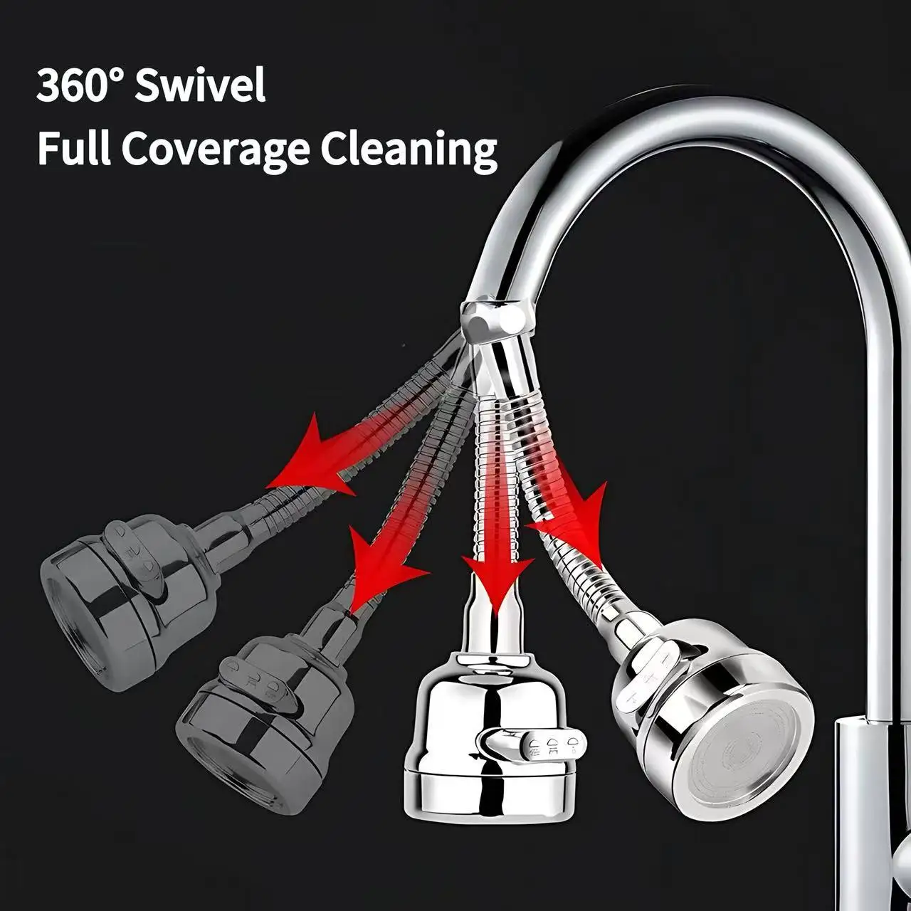 360° Swivel Tap Sprayer 3 Modes Boost Pressure Faucet Aerator with Long Hose