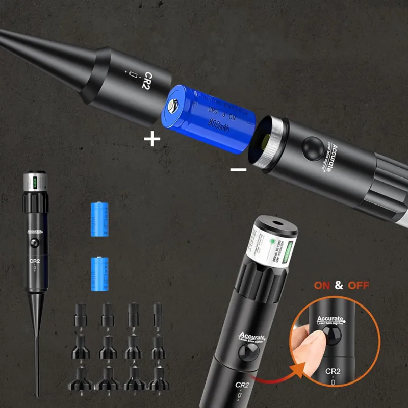 Tactical Laser Boresighter Red Green Laser Hunting Boresighter .17 .177 .22LR to 12GA Caliber Laser Collimator
