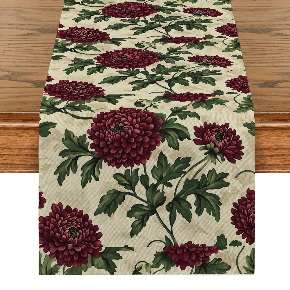 Dahlia Vintage Leaves Table Runner Farmhouse Dining Table Runners Wedding Party Table Decoration