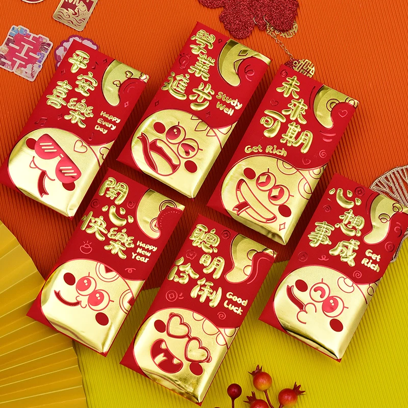 Lot d'Enveloppes Rouges du Zodiaque pour ix, Dessin Animé, Nouvel An, Année de la Salle, Porte-Bonheur, Cadeau, 14-bao, 6 Pièces, 2025