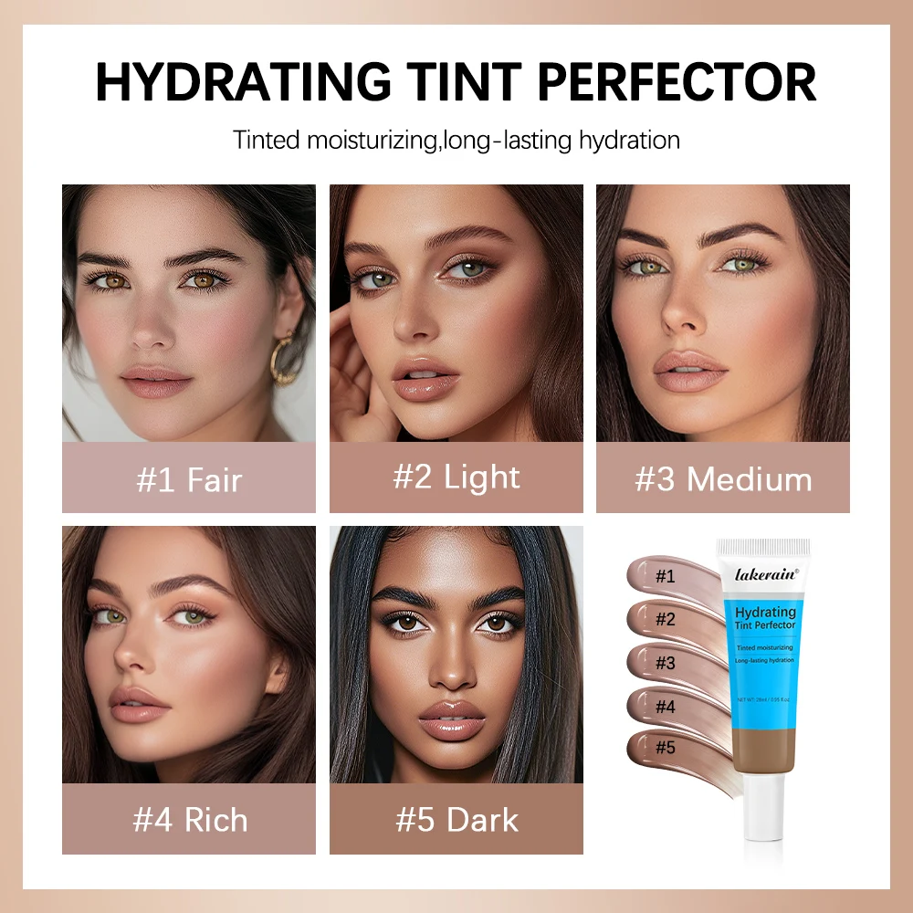 Lakerain fond de teint liquide crème hydratante légère teintée crème hydratante correcteur maquillage de Base pour le visage longue durée