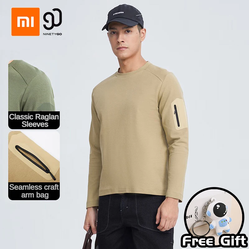 Mijia 90FUN T-shirts for Men Combed CHoodie Long Sleeved T-shirts Comfortable and Soft Sports Outdoor Camping Hoodie