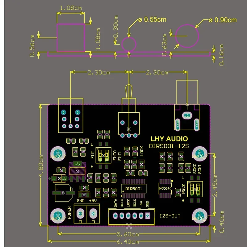LUSYA Audio DIR9001 Module Coaxial Optical Fiber Receiving SPDIF To I2S Output 24bit 96khz For HiFi AmpDAC